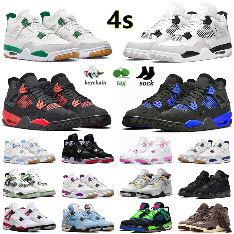 

Thunder 4s Sneakers Mens Jumpman 4 Basketball Shoes IV J4s Pine Green Frozen Moments Military Black Cat Bred Sail Oreo Canvas Seafoam Retros OG Trainers, C27 40-47 union