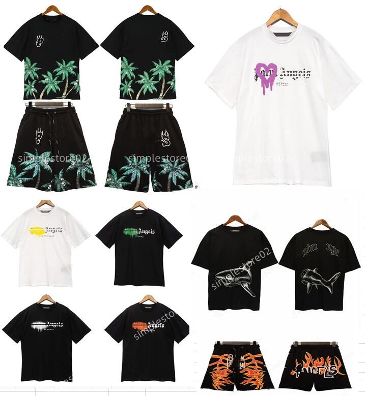 

Mens women T shirts Shorts Designer Palms Tracksuit Summer Fashion brand Angle leisure loose Crew Neck Cottons print Luxurys tops Clothing Size -XL, Custo33