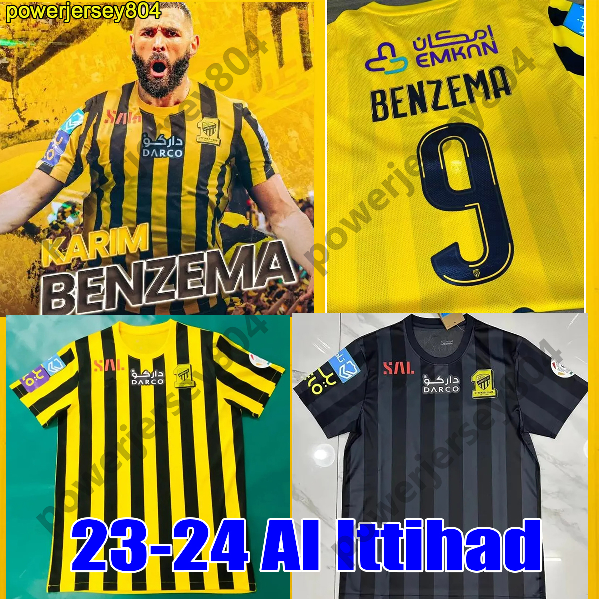

2023 2024 Al Ittihad Benzema Soccer Jerseys 23/24 Hamdallah Romarinho Camara Home Away Jerseys Costa Coronado Hegazy pre match training jersey 23 24 Football Shirts 2, 23 24 home