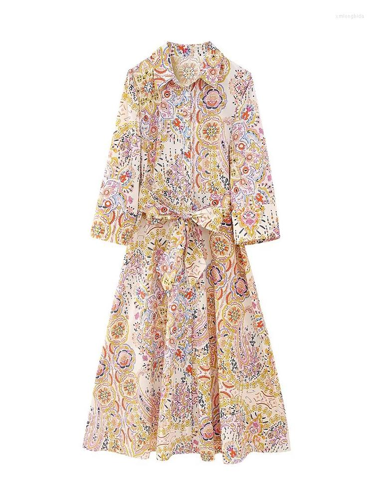 

Casual Dresses Women 2023 Autumn Chic Fashion With Beltshirt Style Dress Vintage Long Sleeve Female Vestidos Mujer, Multi