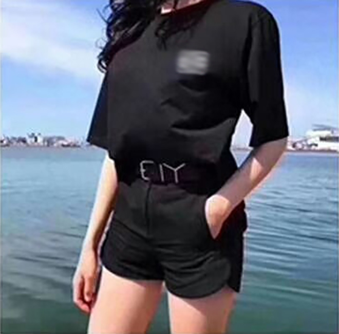 

womens t shirt classic embroidered cotton shirt for women round neck short sleeves for men, Black