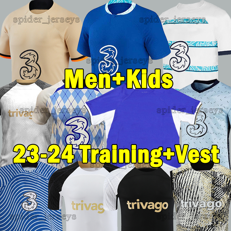 

23 24 CFC soccer jerseys NEW RETRO COLLECTION Enzo Joao Felix STERLING Cucurella KOULIBALY PULISIC KANTE 2022 2023 Training Vest football shirt Men Kids Kits Sets, 22-23 away