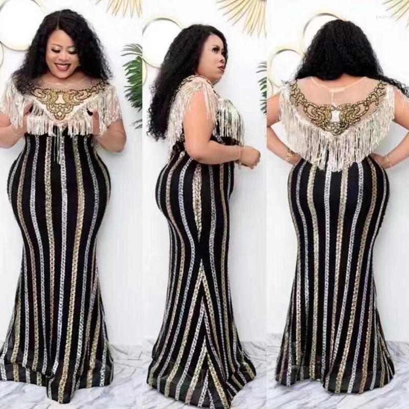 

Ethnic Clothing MD Plus Size Women Evening Dresses African Bodycon Sexy Gowns Sequin Beaded Tassel Kaftan Dress Luxury Dubai Abaya Boubou