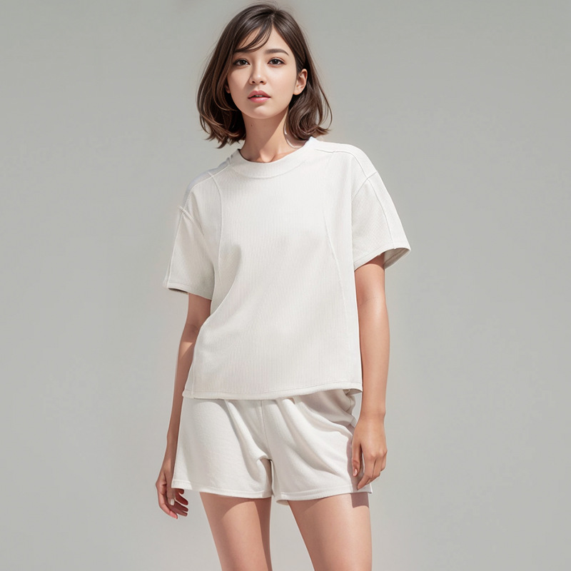 

Womens ll Yoga T-shirt Summer Top Womens Ribber Round Collar Ribbing Short Sleeve Elastic Breathable Sports Fitness Solid Color ll069, Black