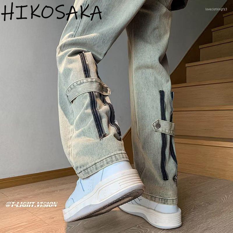 

Women' Jeans American High Street Zipper Vintage Pants Loose Fashion Wide Leg Straight Casual Trousers Chich Desgin Trendy Female, Blue