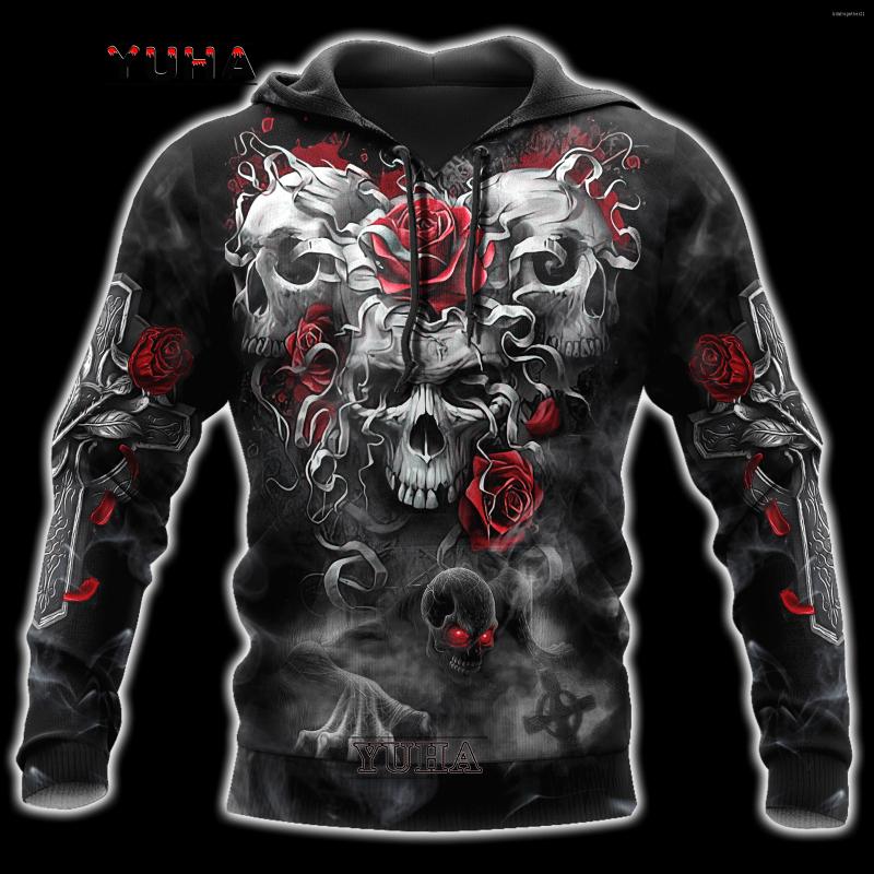 

Men's Hoodies YUHA Satan Devil Gothic Skull Fun Funny Leisure Pullover Fashion Harajuku Street Jacket For Men And Women, Beige