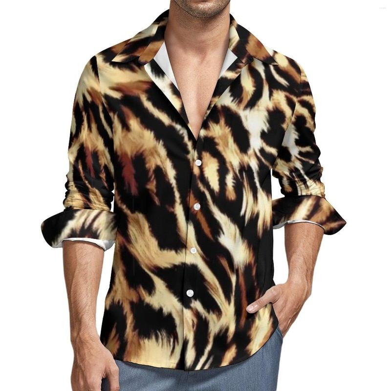 

Men's Casual Shirts Animal Chic Male Leopard Print Shirt Long Sleeve Fashion Y2K Blouses Autumn Pattern Tops Plus Size 4XL, Style-15