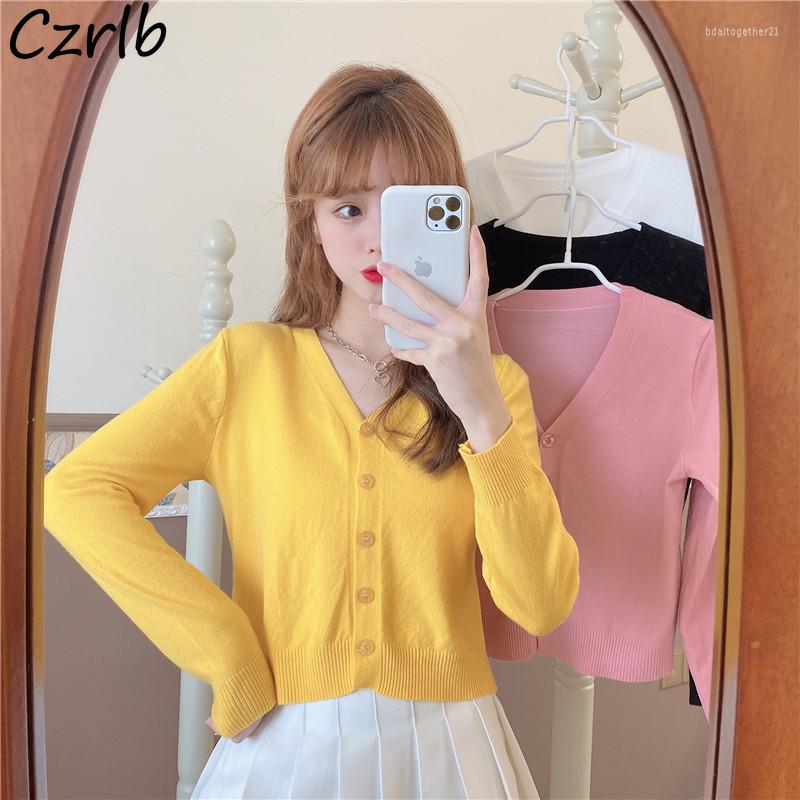 

Women's Knits Cardigan Women 4 Colors V-Neck Tender Solid Autumn Selling Single Breasted College Streetwear Harajuku Basic Teens Vintage, Pink