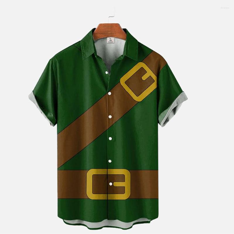 

Men's Casual Shirts Belt Printed Anime Pattern Men's And Women's Short-sleeved Kawaii Leisure Style Fashion High-end Culture Shirt, Bsr1gd23171me