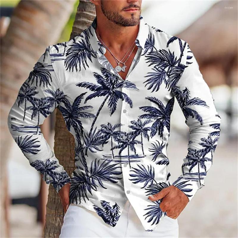 

Men's Casual Shirts Men's 2023 Shirt Coconut-colored Graphic Imprint Reduced Gray-green Street Long-sleeved Button Top Fashion Design, European size 1