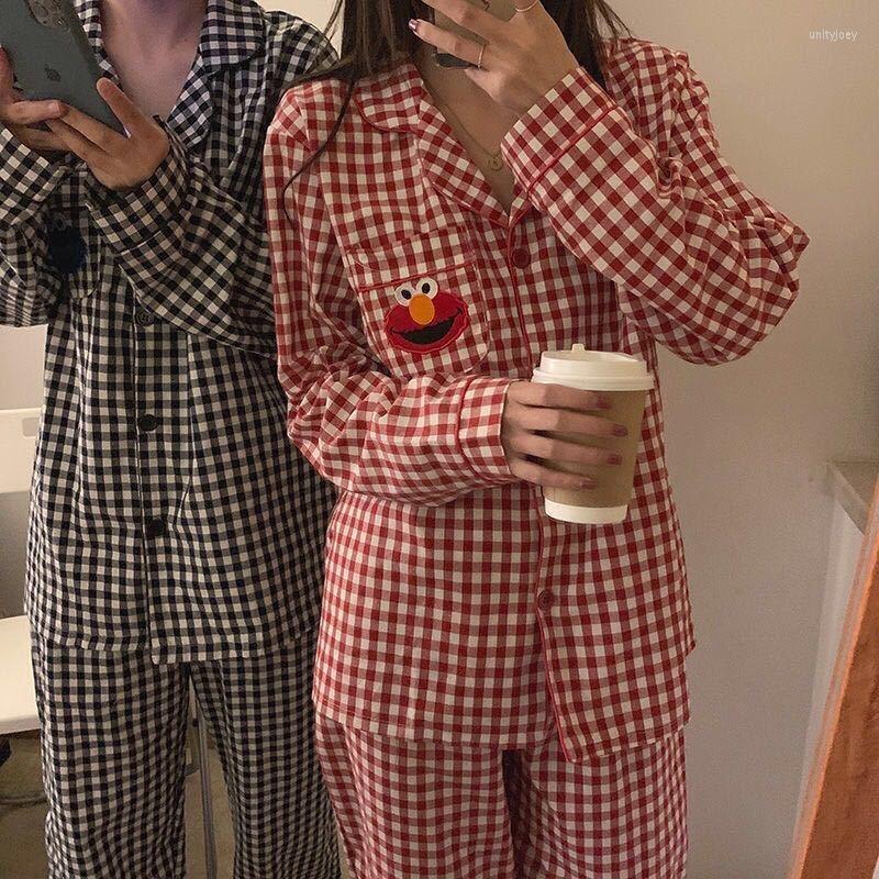 

Women's Sleepwear Cute Cartoon Plaid Homewear Mujer Lapel Summer Sleeping Tops Shorts Pijama Elegant Girl Lovely Outerwear Clothes S1008, Black shorts suit
