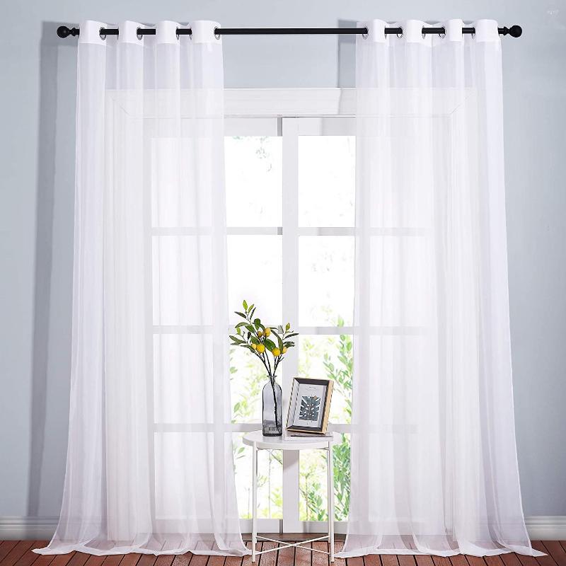 

Curtain CDIY White Sheer Curtains Window Tulle For Bedroom Living Room Kitchen Modern Solid Voile Drapes