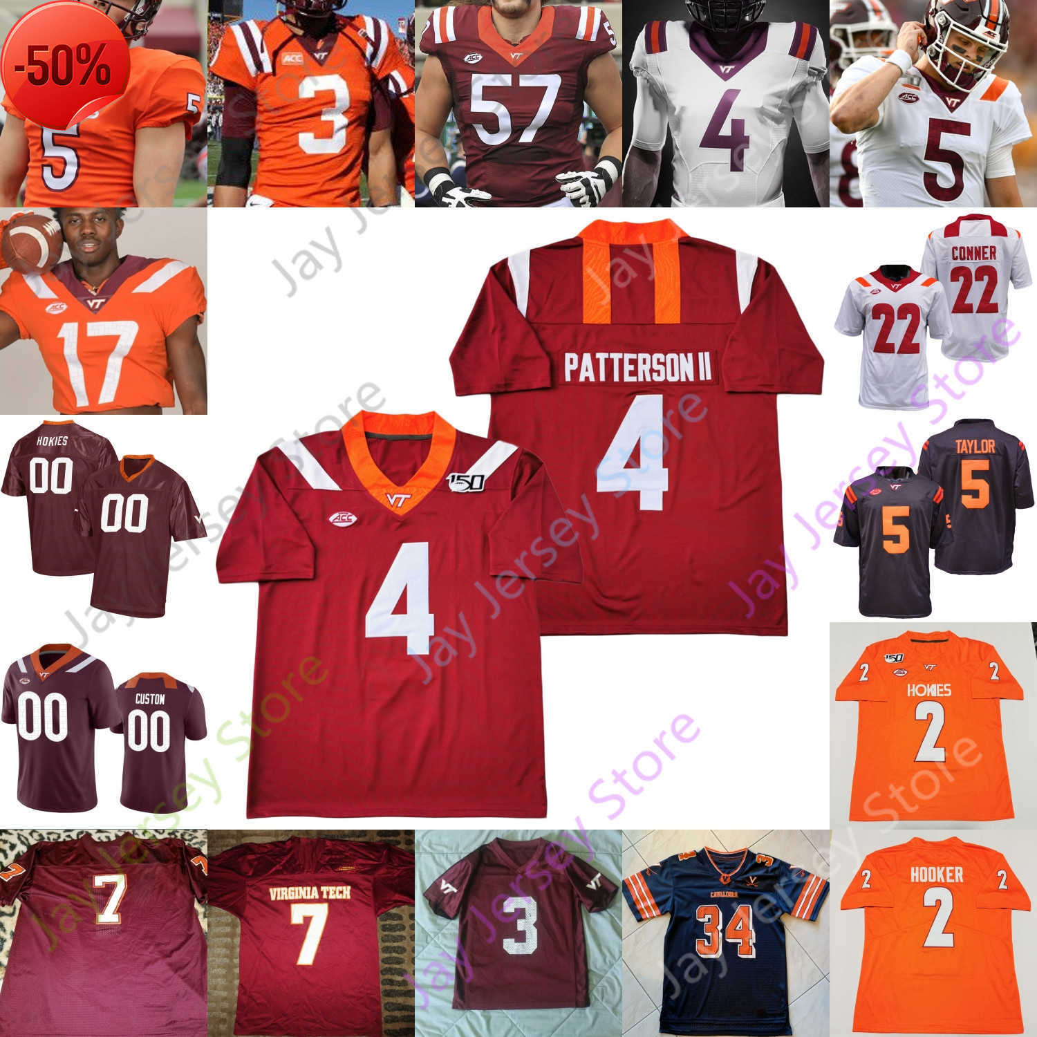 

Virginia Tech Hokies Football Jersey NCAA College Terrell Edmunds Tremaine Edmunds Kyle Fuller Taylor Wilson Hall Smith Holston Mitchell, Red