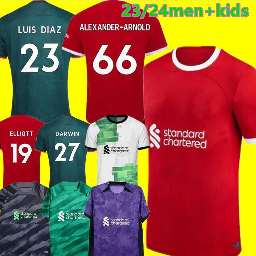 

23 24 soccer jerseys home away 3rd DARWIN 2023 2024 Luis DIaz Alexander Arnold football kit tops shirts men kids uniform CARVALHO ELLIOTT GAKPO goalkeeper A.Becker, 23/24 gk grey adult