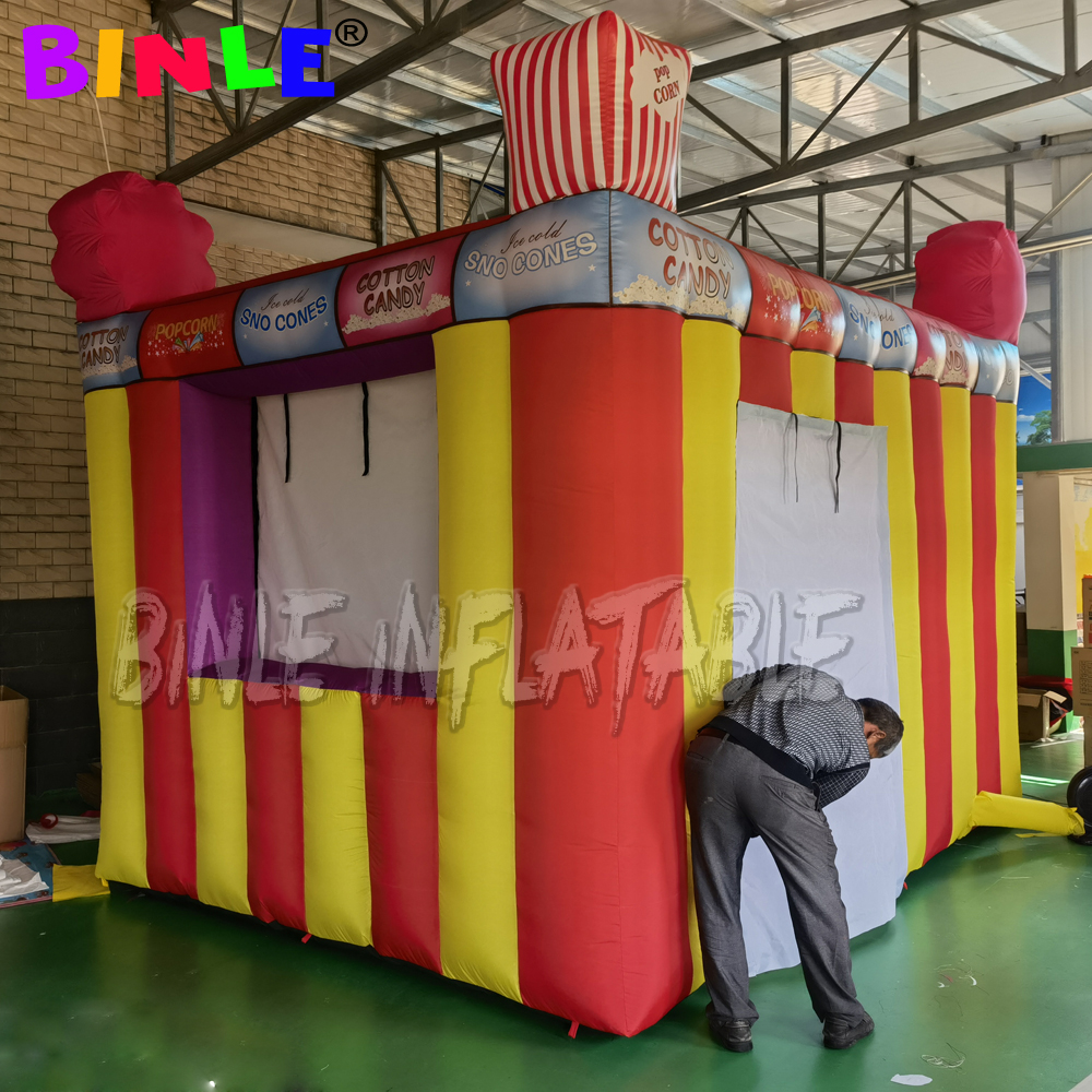

Oxford 3meters inflatable carnival treat shop with foldable curtain concession stand fast food cabin booth ticket stall