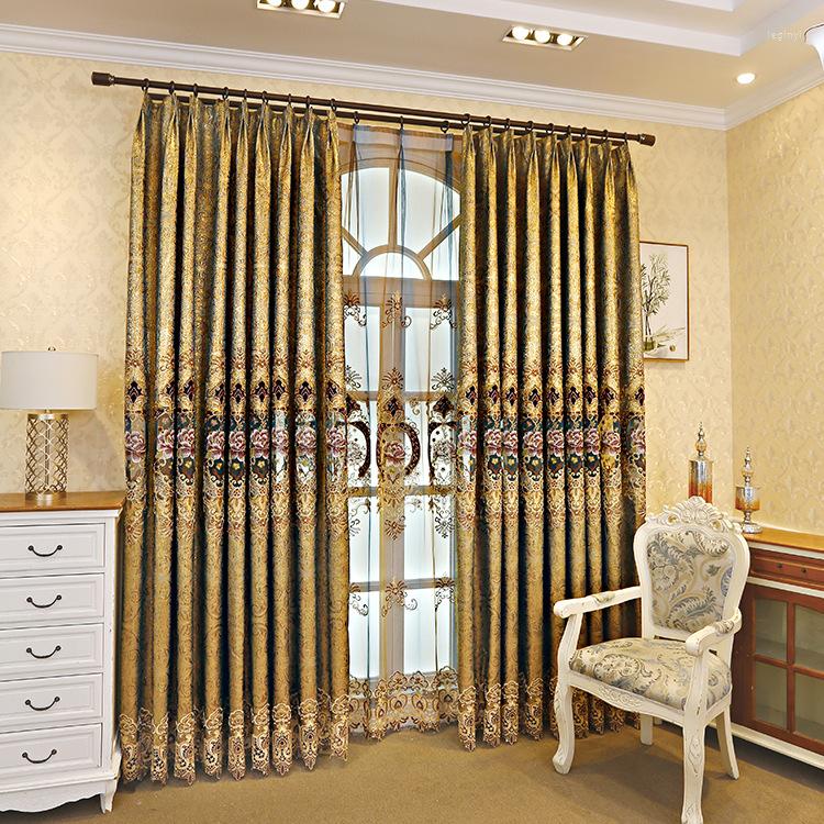 

Curtain American Curtains For Living Dining Room Bedroom Pastoral Gold Leather Water Soluble Embroidery Home Decoration Customization, Tulle