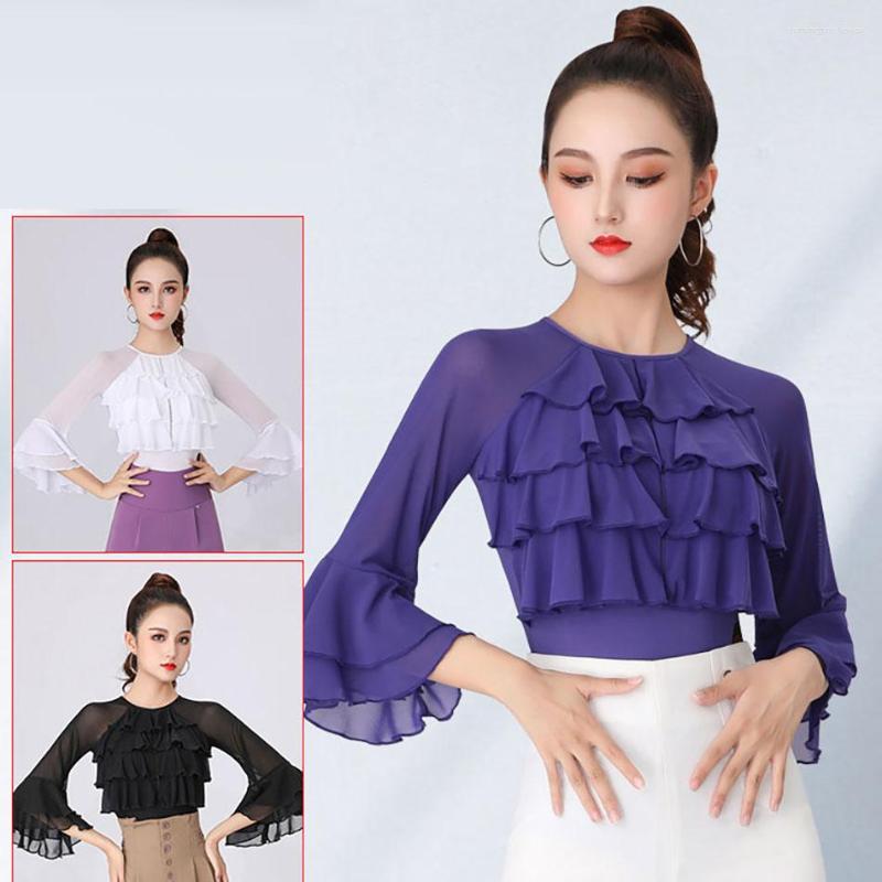 

Stage Wear Winter Women Ballroom Waltz Bodysuit Female Mesh Patchwork Latin Dance Tops Shirt Tango Chacha Rumba Competition Clothes DB608, 003 bodysuit