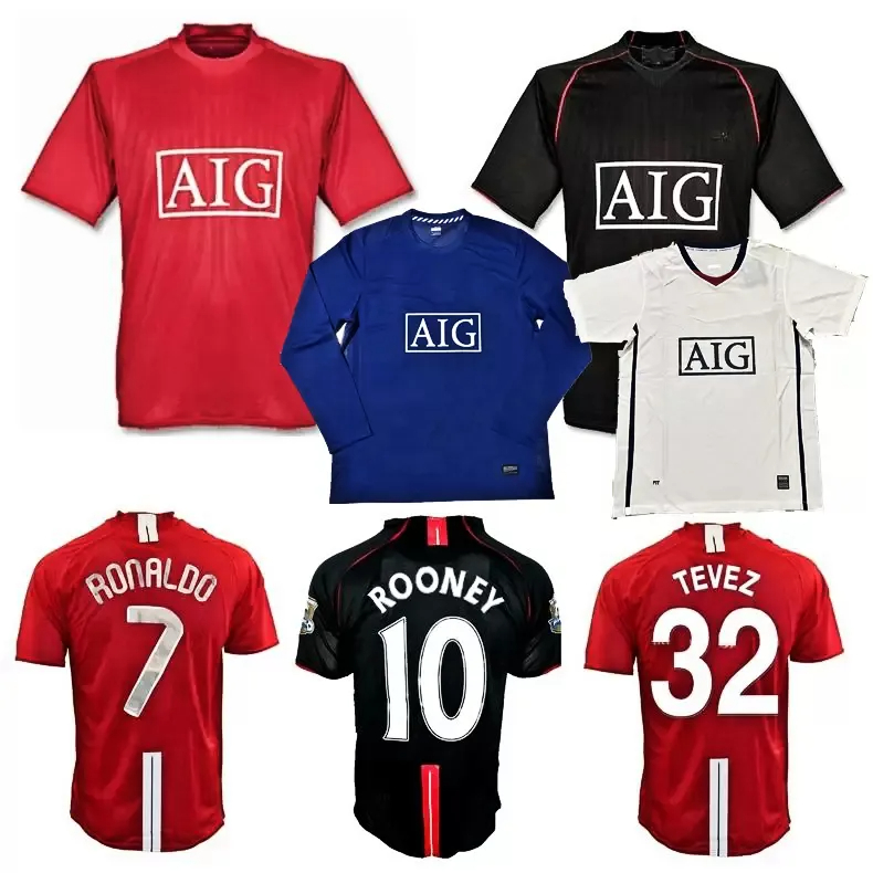

Retro classic 2007 2008 2009 soccer jerseys Manchester EVRA FERDINAND ROONEY RONALDO SAHA 07/08/09 40th united football shirt, 07/08 home