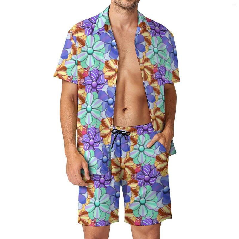 

Men's Tracksuits Flower Power Men Sets Modern Colorful Casual Shirt Set Trending Beach Shorts Summer Graphic Suit Two-piece Clothes Plus, Style-13