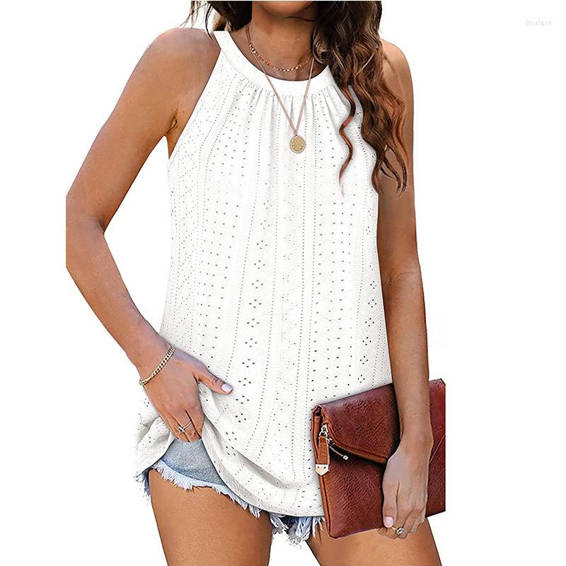 

Women's Tanks 2023 Women Vest Sleeveless Tshirt O Neck Pleated Tank Top Beachwear Clothing Loose Summer Tops, Yellow