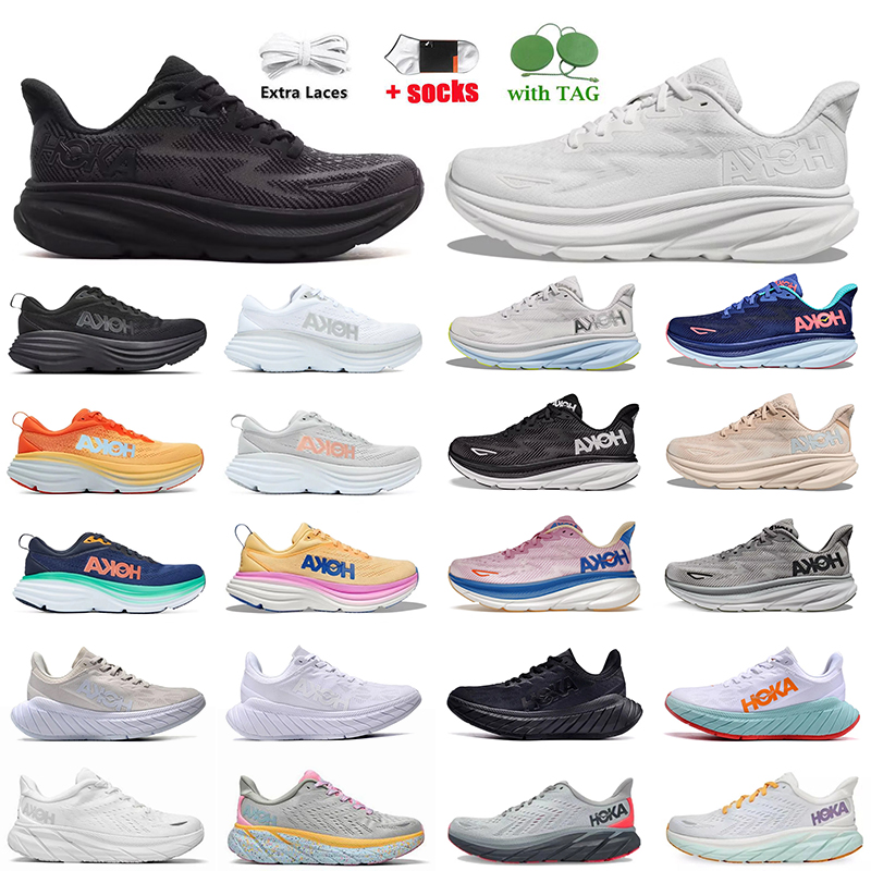 

Hoka Bondi 8 Hokas Running Shoes For Women Mens Clifton 9 Triple Black White Amber Yellow On Cloud Ice Water summer song Designer Sneakers Platform Trainers Size 36-45, Color 21 bondi 8 tripe white