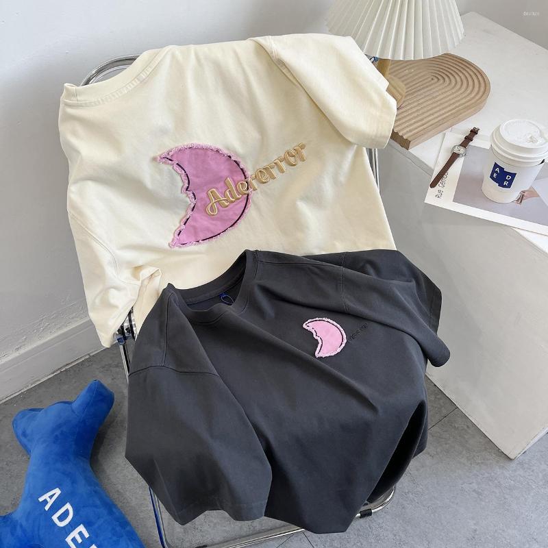

Men's T Shirts Authentic Ader Error Short Sleeve Summer Loose Moon Printed Letter Embroidery Men And Women Couple Round Neck T-shirt Korean, Beige