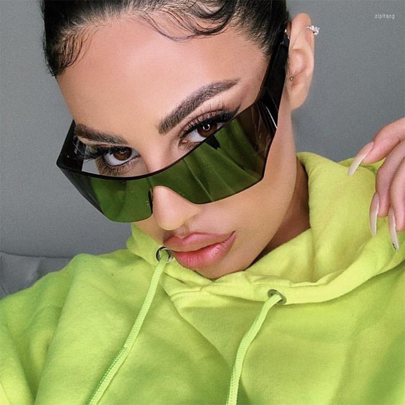 

Sunglasses One-piece Large Frame Rimless 2023 Brand Irregular Sun Glasses Outdoor Cycling Sports Eyewear Goggles