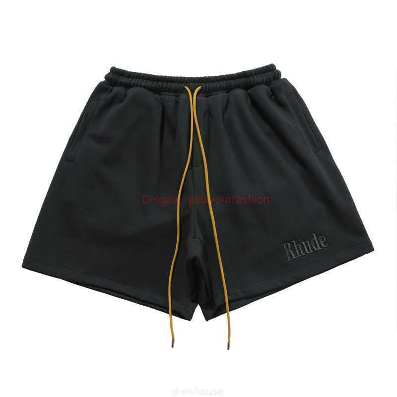 

Designer Short Fashion Casual Clothing Beach shorts Original Quality Rhude Trendy Shorts 21ss Embroidered Solid Color High Street Drawstring Loose Fashion Jogger, Charcoal
