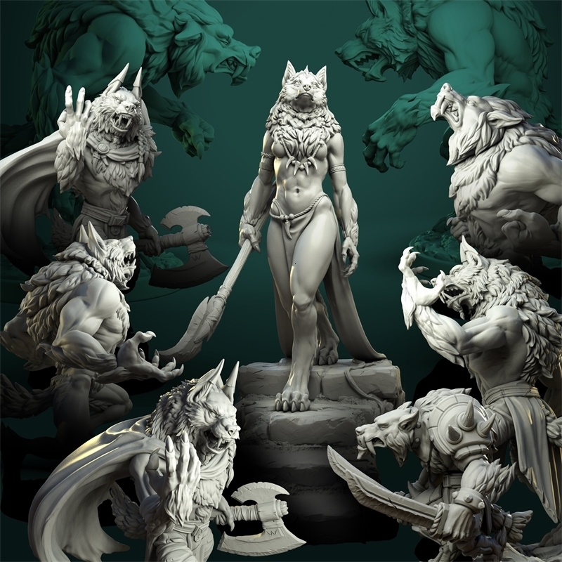 

Action Toy Figures Forest Werewolf Tribe Warrior Leader Dragon and Dungeon DND Running Team Board Game Chess Model p230606, 5 height 35mm