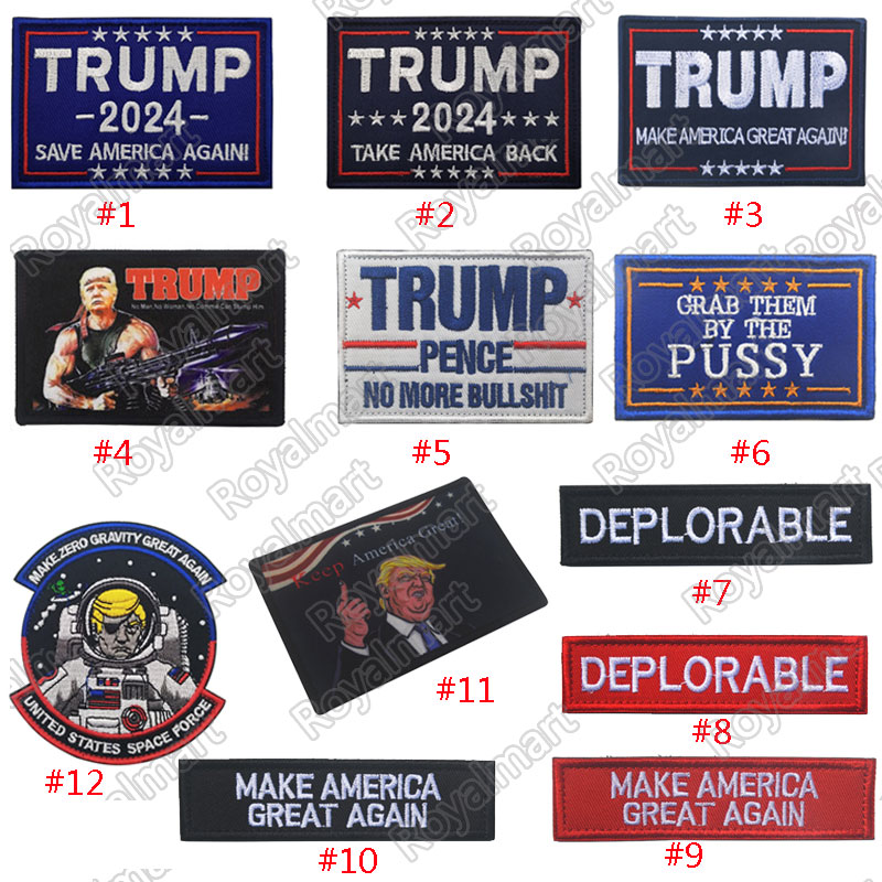 

9*6cm Donald Trump 2024 Embroidery Patches Art Crafts Badge Patch Emblems Tactical Armbands Clothes Accessoriesb Patches