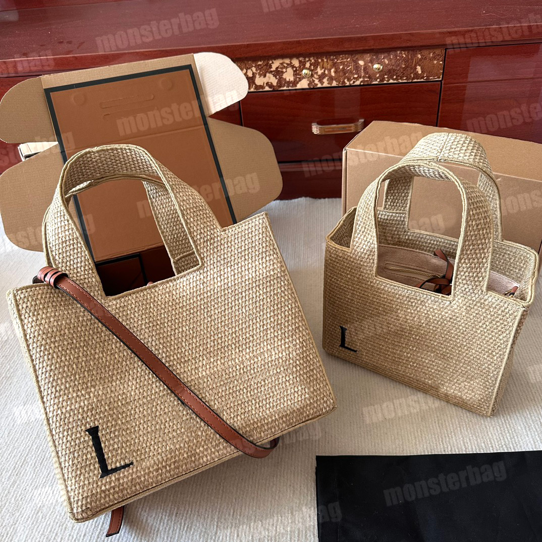 

Designer Raffia Tote Font Totes Straw Beach Bag Woven Straw Knitting Shoulder Bags Luxury Women Men Cuboid Summer Waterproof Casual Top Handle Basket, Color 2