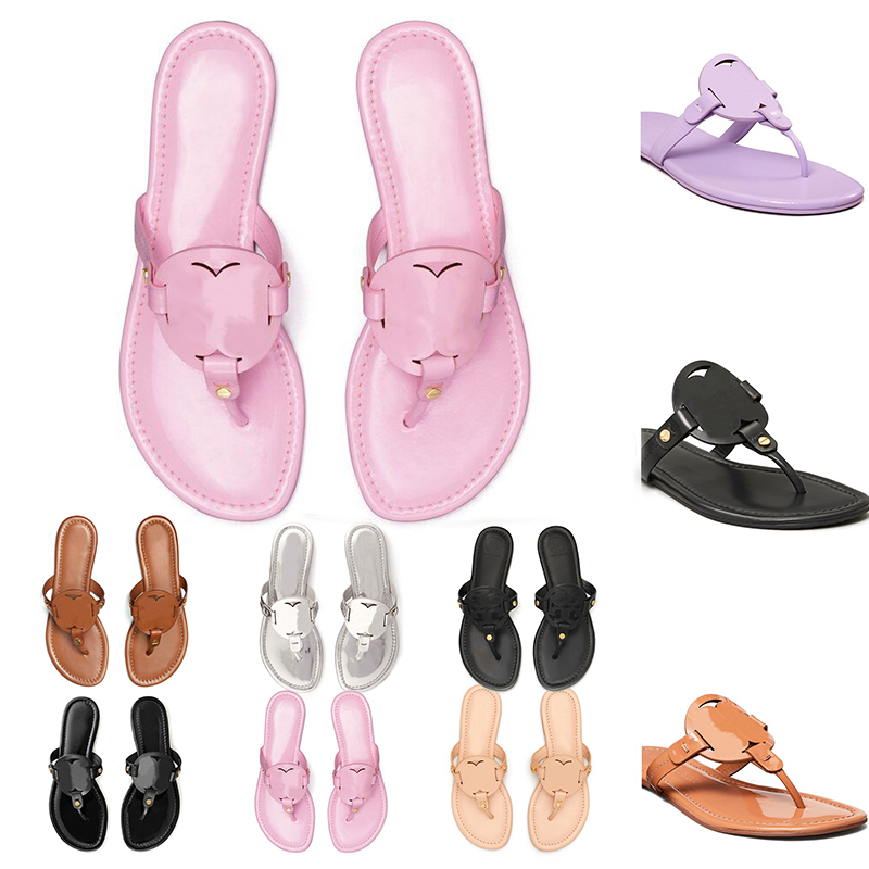 

2023 miller metallic snake leather sandal designer slides slippers womens white black patent yellow pink Silver flip flops ladies size 36-41