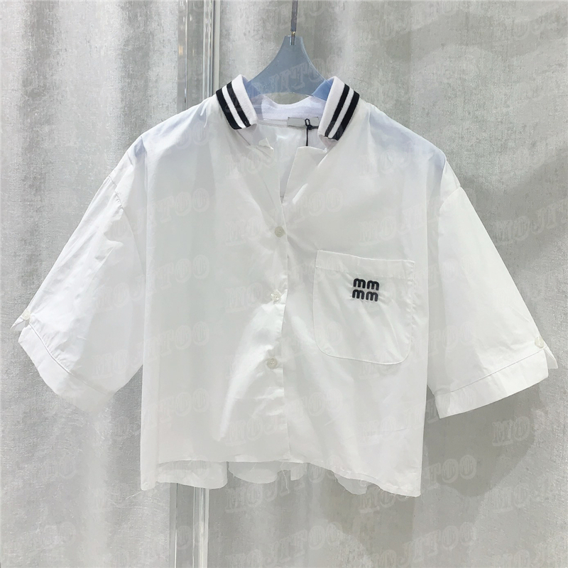 

Letter Embroidery Women T Shirts Tops Cropped Shirt White Tees High Grade Girls Tshirt Top