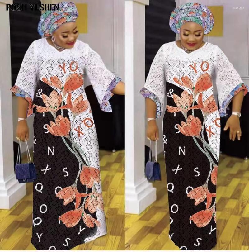 

Ethnic Clothing Print Maxi Dress African Dresses For Women Vetement Femme 2023 Dashiki Hollow Long Robe Clothes Eid Mubarak Abaya Dubai