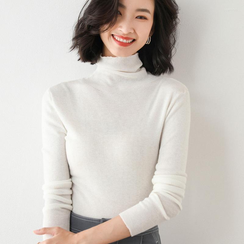 

Women' Sweaters MRMT 2023 Brand Woman Korean Version Solid Color Slimmed Women' Hundred High Necked Knitwear Pile Collared Sweater, Black