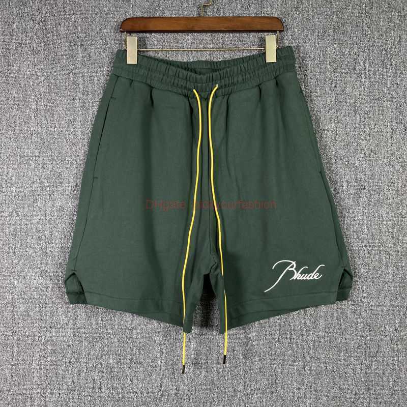 

Designer Short Fashion Casual Clothing Beach shorts High Quality Rhude Niche Summer New High Street Drawstring Capris Mens Loose American Shorts Trend Joggers Spor, Green