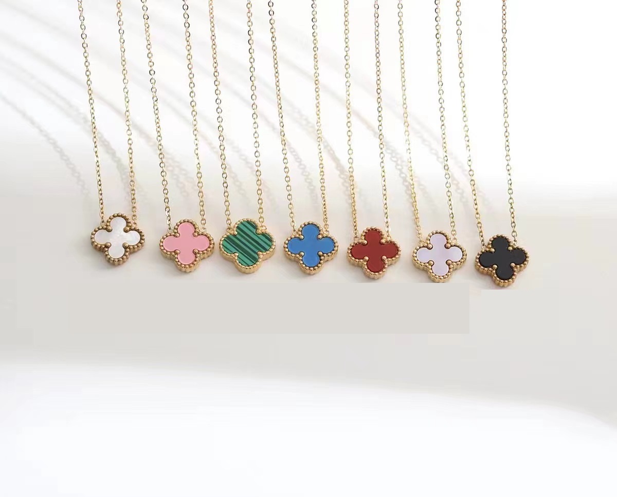 

15mm Fashion Classic4/Four Leaf Clover Necklaces Pendants Mother-of-Pearl Stainless Steel Plated 18K for Women&Girl Valentine's Mother's Day Engagement Jewelry-Gift