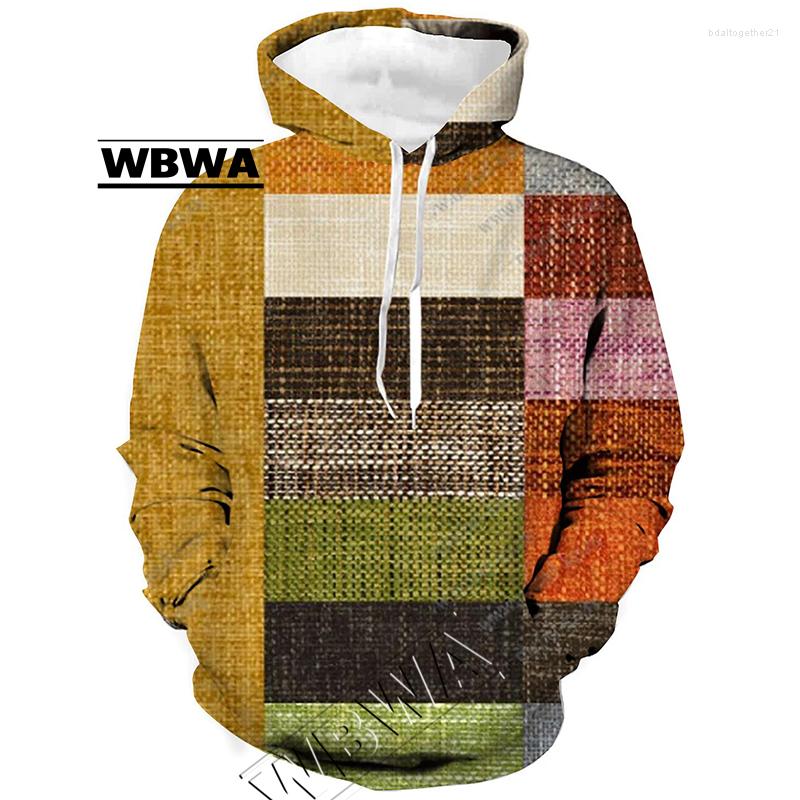 

Men's Hoodies WBWA Men's Unisex Hooded Sweatshirt Plaid Lace-up Daily Exercise 3D Printing Casual Female Couple Long 2023, 1wj9d