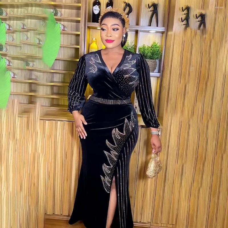 

Ethnic Clothing 2023 Luxury Plus Size Green African Diamond Dress For Women Elegant Lady Wedding Evening Dresses Sexy Female Party Bodycon