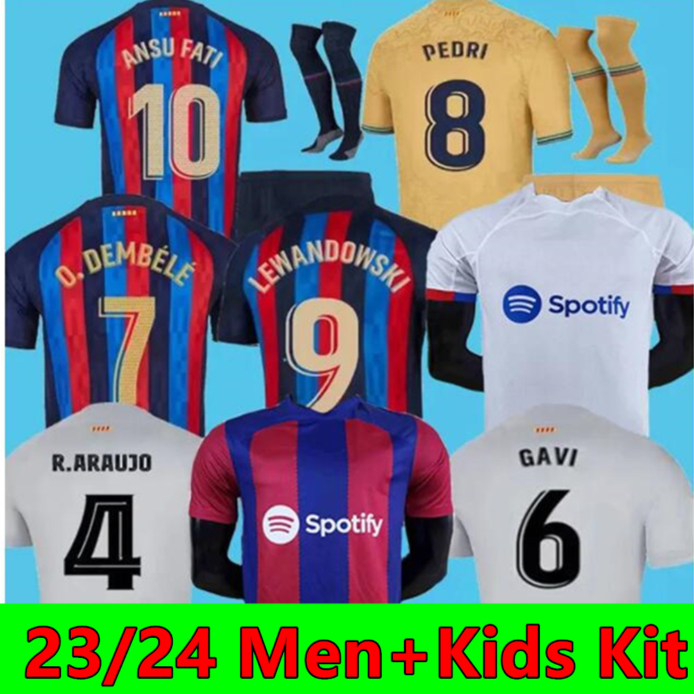 

23 24 Camisetas de football soccer jersey PEDRI LEWANDOWSKI GAVI 2023 2024 FC ANSU FATI FERRAN RAPHINHA barcelona DEST football shirt men barca kit kids equipments, Adult away