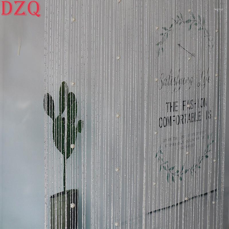 

Curtain White/Pink/Black/Blue Simple Lines Of Door Small Non-perforated Line Pearls Stick Type Tulle #A288