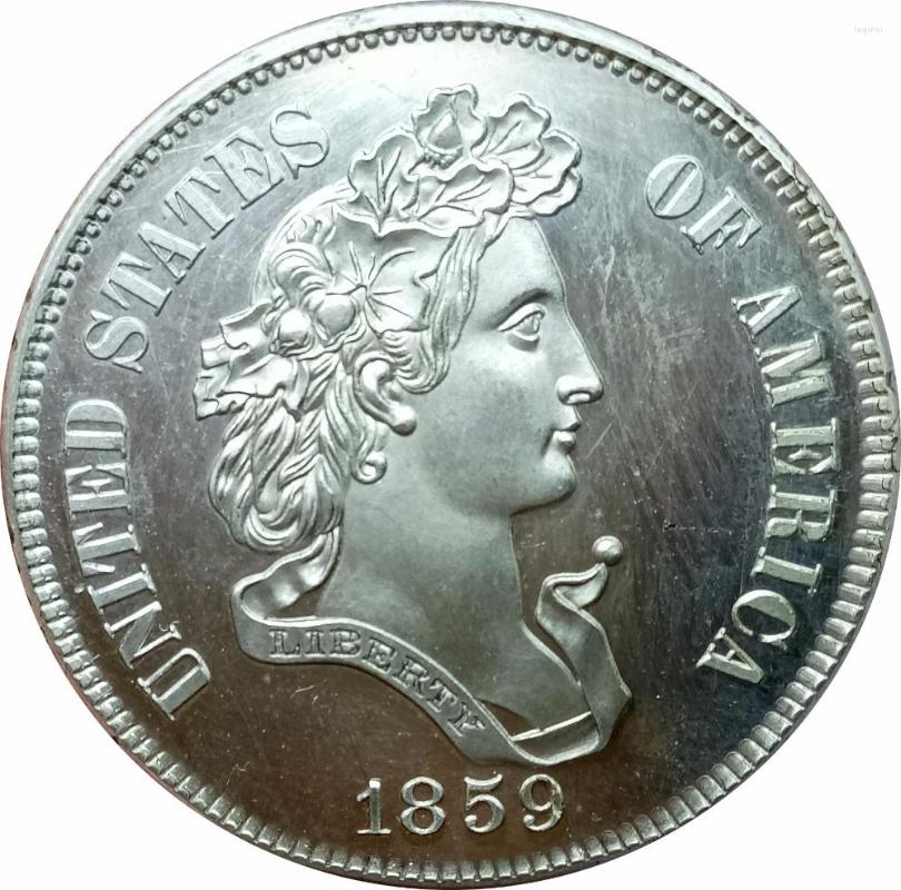 

Arts And Crafts United States Of America 1859 50C Half 1/2 Dollar Liberty Head Brass Plated Silver Copy Coins