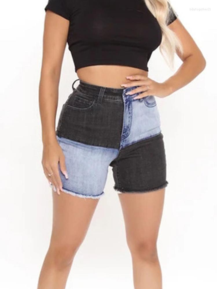 

Women' Shorts Fashion Patchwork Women Denim High Waist Straight Streetwear Jeans Paneled Contrast Casual Knee Length, 01