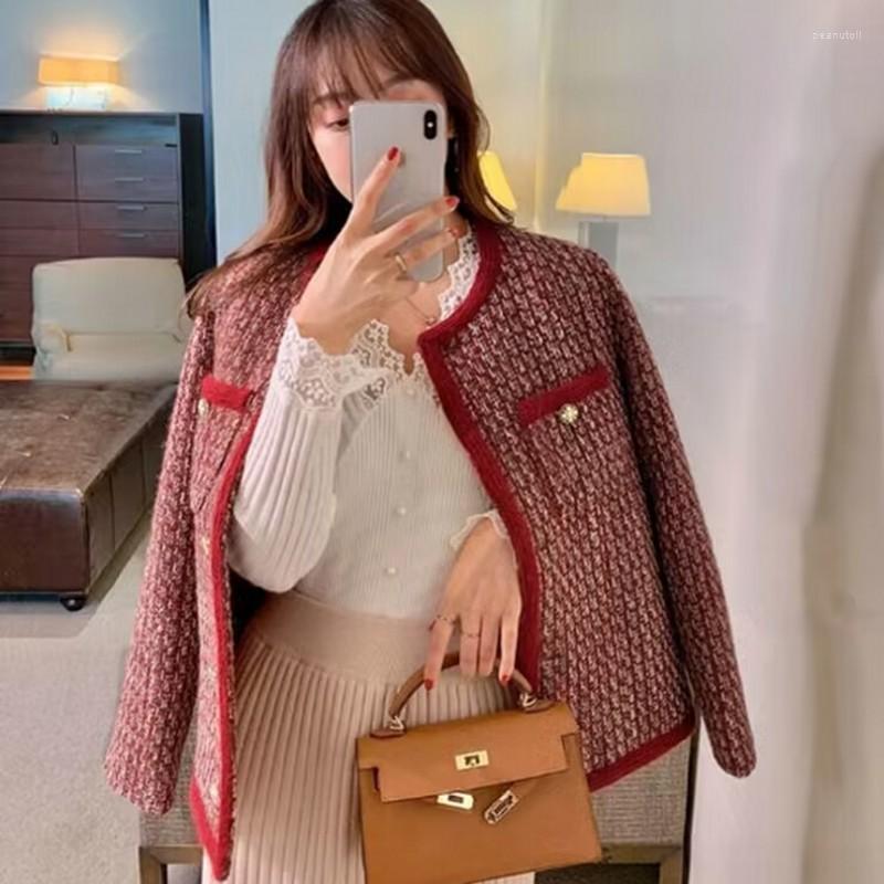 

Women's Jackets Spring High End Long Sleeve Elegant Tweed Small Fragrant Slim Jacket Tops Women's Clothes Luxury Coats Female Chic, Picture color