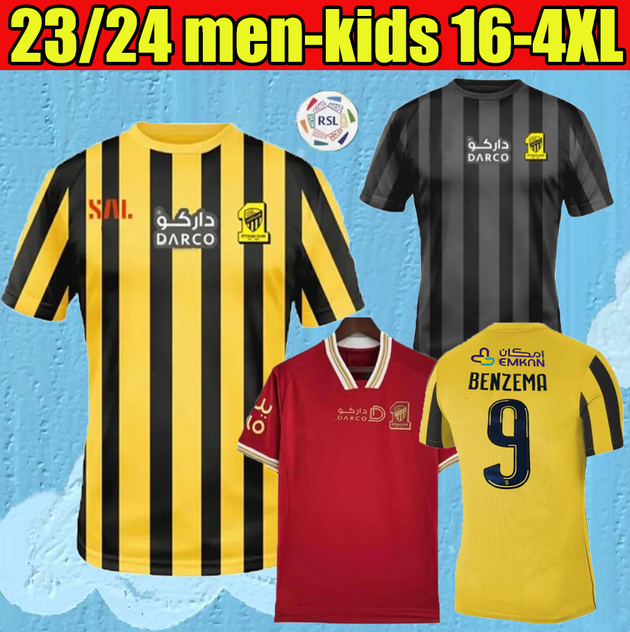 

2023 BENZEMA Al Ittihad FC club Soccer Jerseys 22 23 Hamdallah Romarinho Camara Home Yellow Away White Third Black Wine Costa Coronado Hegazy Football Shirts