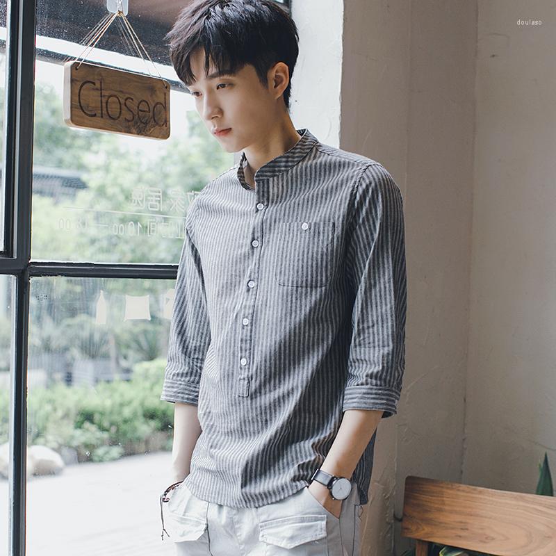 

Men' Casual Shirts And Blouses For Men Half Sleeve Striped Clothing Designer Man Tops In With Collar Normal Aesthetic Brand Social, White short sleeves