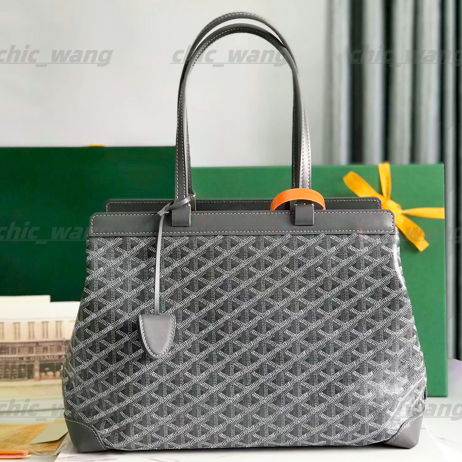 

Fashion large capacity briefcase bag luxury Womens mens Purse PM crossbody tote clutch Shoulder bags Designer Genuine leather handbag travel shopper bag, Grey