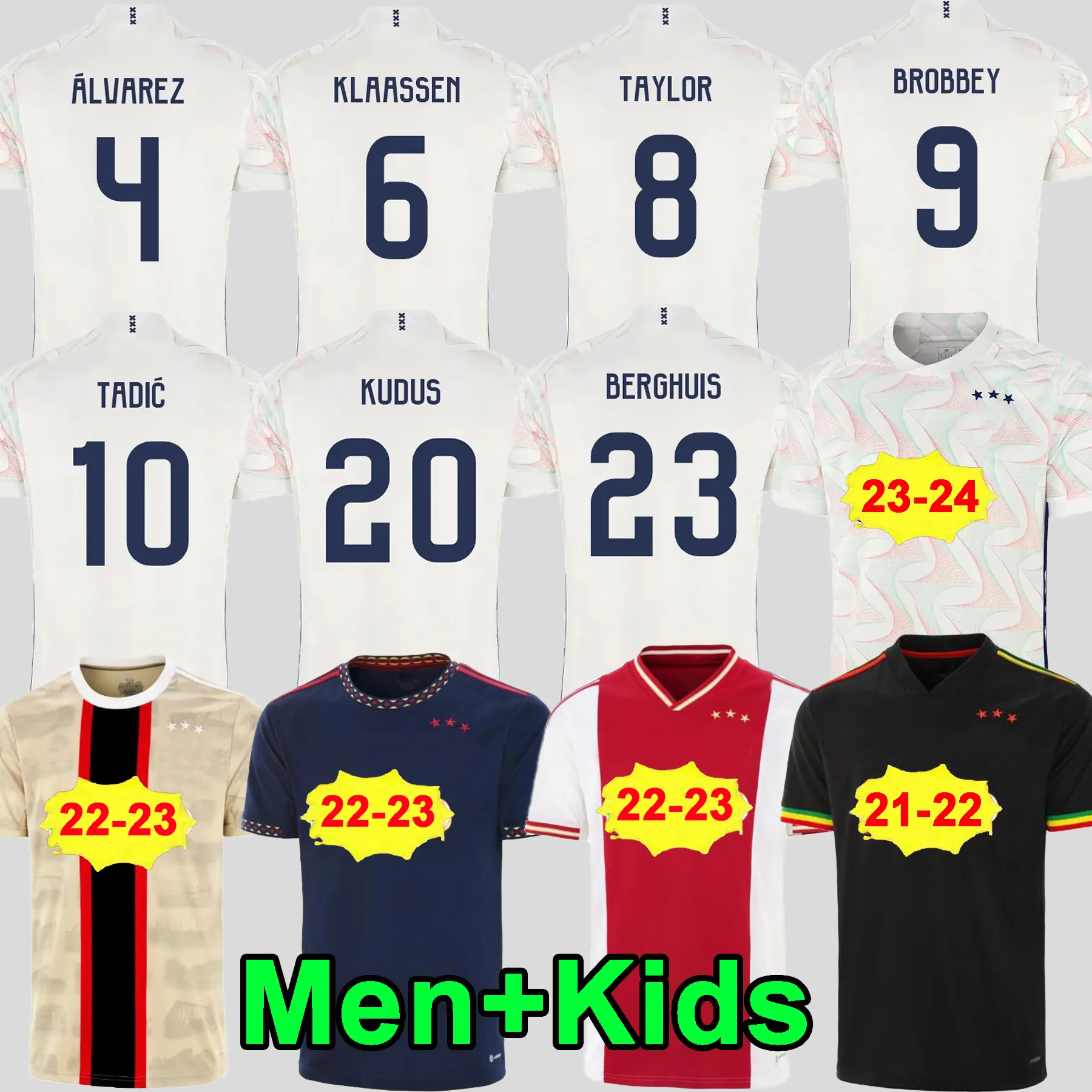 

Tadic 23 24 Soccer Jerseys Fans 2023 2024 Aarez Bassey Berghuis Third Black Kit Blind Klaassen Bergwijn Marley Vos Godts 2023 Kids AjAXS, 22 23 away aldult patch