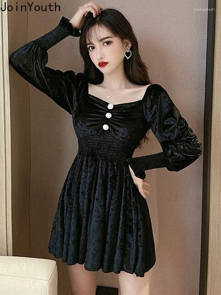 

Casual Dresses Vintage Women Velvet Vestido Feminino, Black