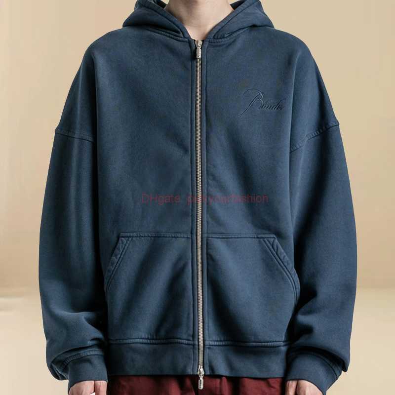 

Designer Clothing Mens Sweatshirts Hoodies Rhude Spliced Capsule Zipper High Street American Fashion Brand Embroidery Plush Autumnwinter Hoodie Coat Fashion Str, Shipping fee